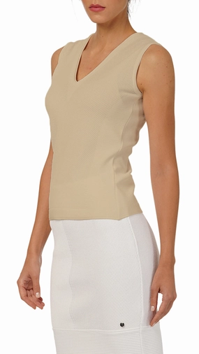 Ellie Knitted Top - Beige Non Restrictive Fit Flexible Material