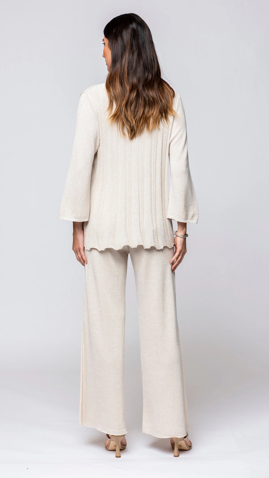 Cozy Style Quick Comfort Elsa Shimmery Jacket / Cardigan - Gold Ecru