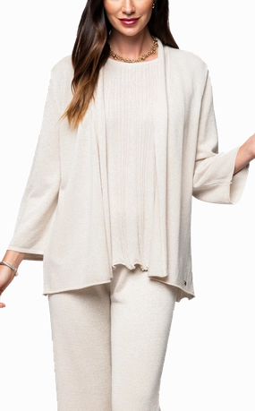 Cable Stitch Elsa Shimmery Jacket / Cardigan - Gold Ecru