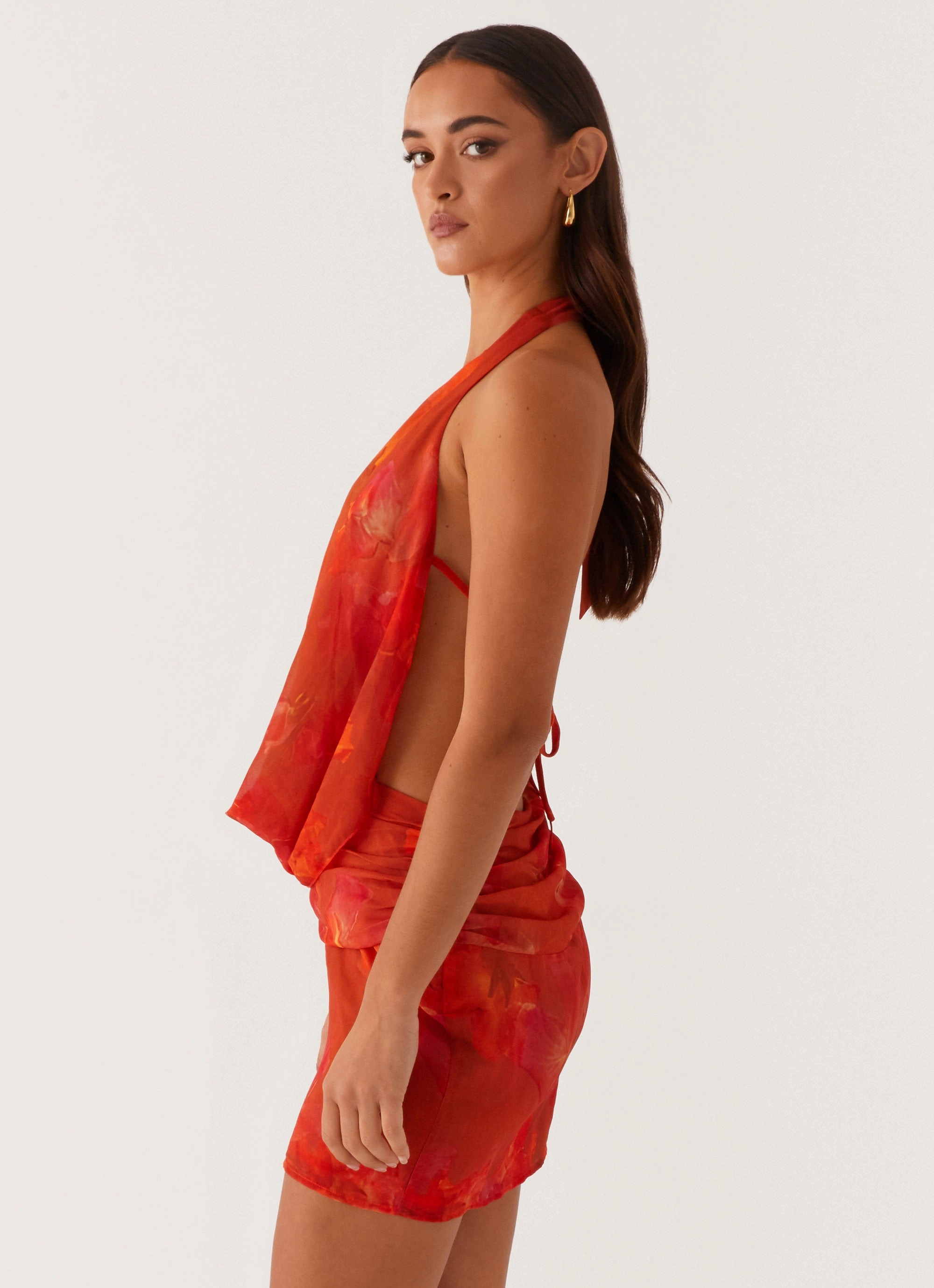Artistic Shape Vibrant fit Elysia Chiffon Mini Dress - Amber