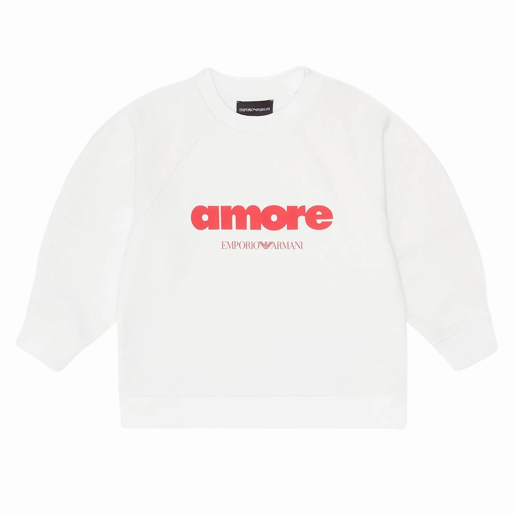 Ultrasoft Inner Lining Emporio Armani Junior Asv Amore Printed Organic Jersey Sweatshirt