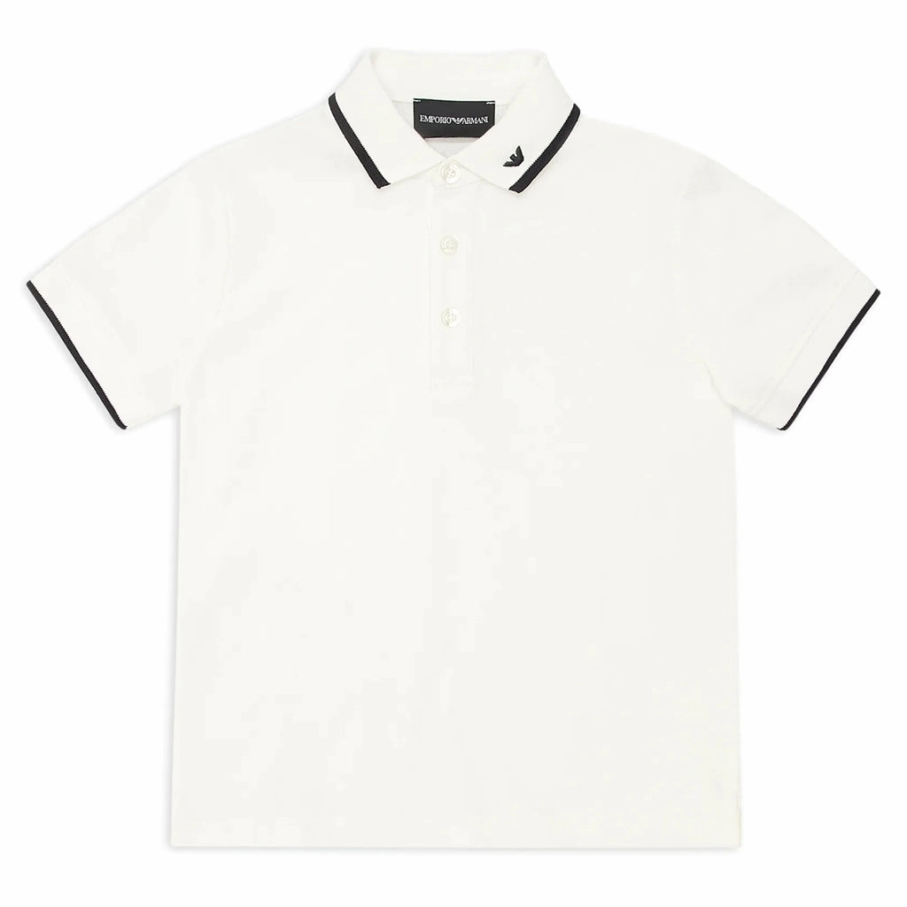 Reinforced Hem Stitching Tear Resistant Fiber Blend Emporio Armani Junior Asv Organic Piqu?? Polo Shirt With Eagle Embroidery