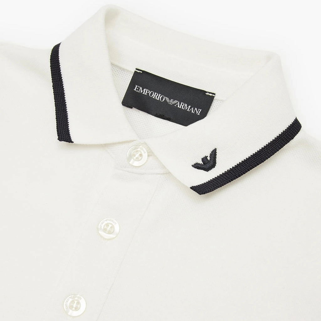 TaglessDesign Emporio Armani Junior Asv Organic Piqu?? Polo Shirt With Eagle Embroidery