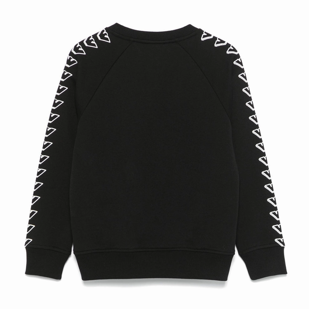 Breathable Mesh Back WrinkleFree Finish Emporio Armani Junior Ea Crew Jersey Sweatshirt With Eagles Graphic Design