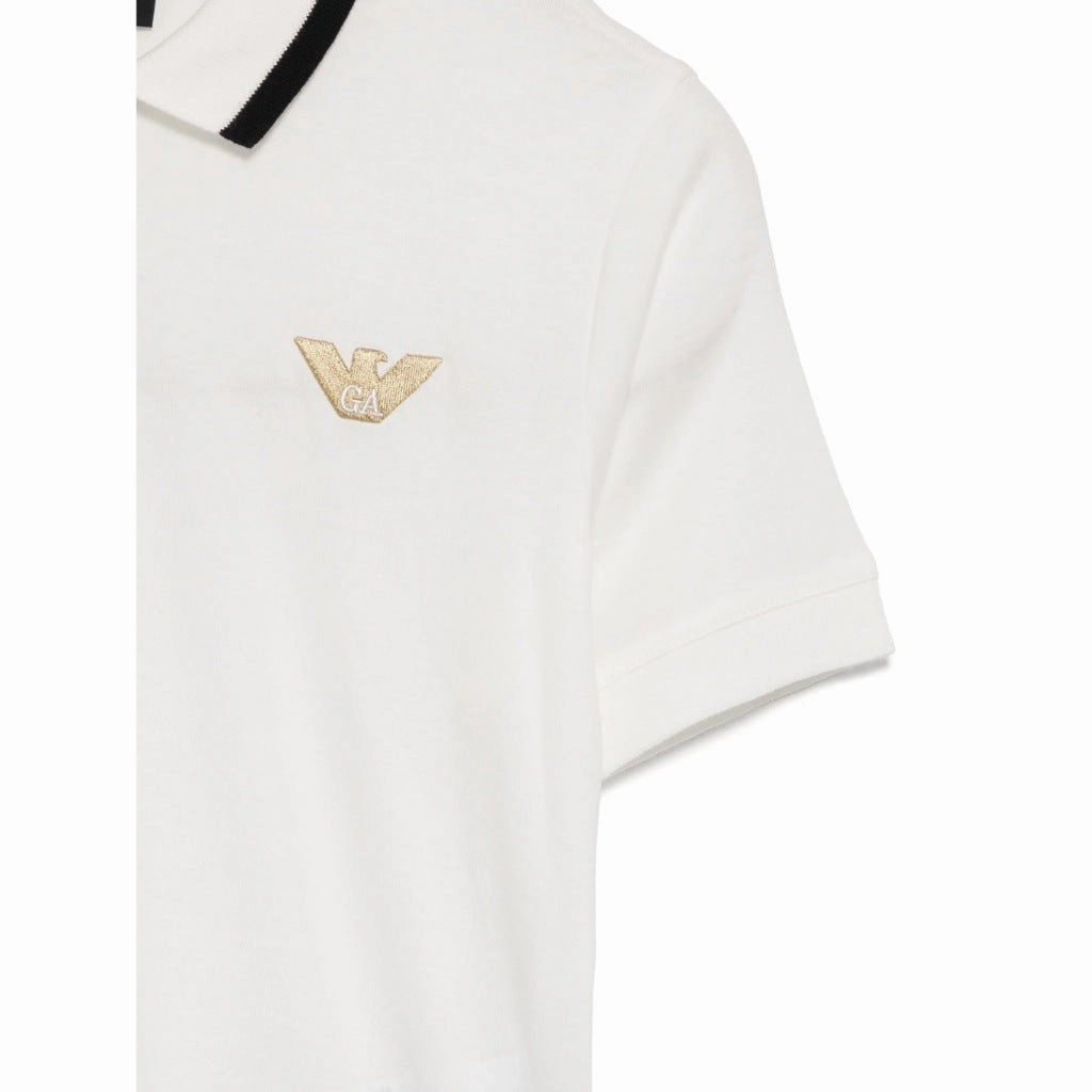 Emporio Armani Junior Eagle Logo Polo Shirt Convertible Sleeve Adaptation Fitted Design