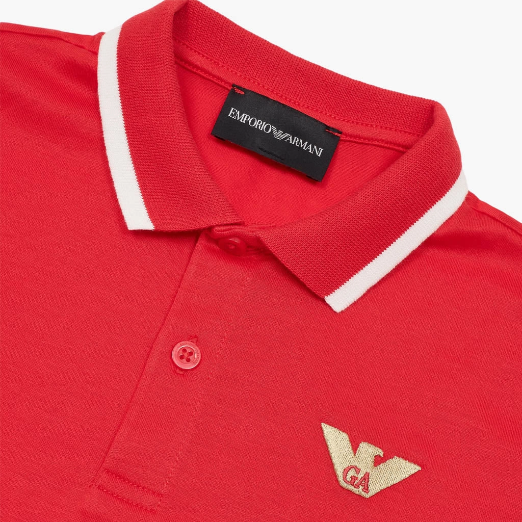 Grid Texture Fabric Emporio Armani Junior Eagle Logo Polo Shirt