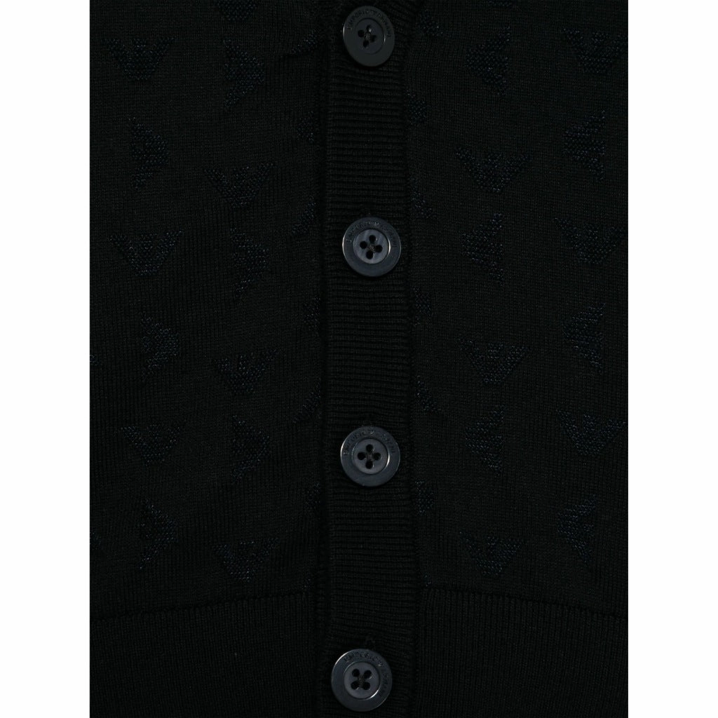 Ergonomic Sleeve Shaping Low Bulk High Warmth Emporio Armani Junior Eagle Pattern Cardigan