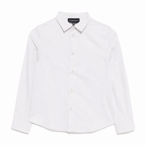 Emporio Armani Junior Eagle Pattern Shirt Non Chafing Side Seams Oversized Collar