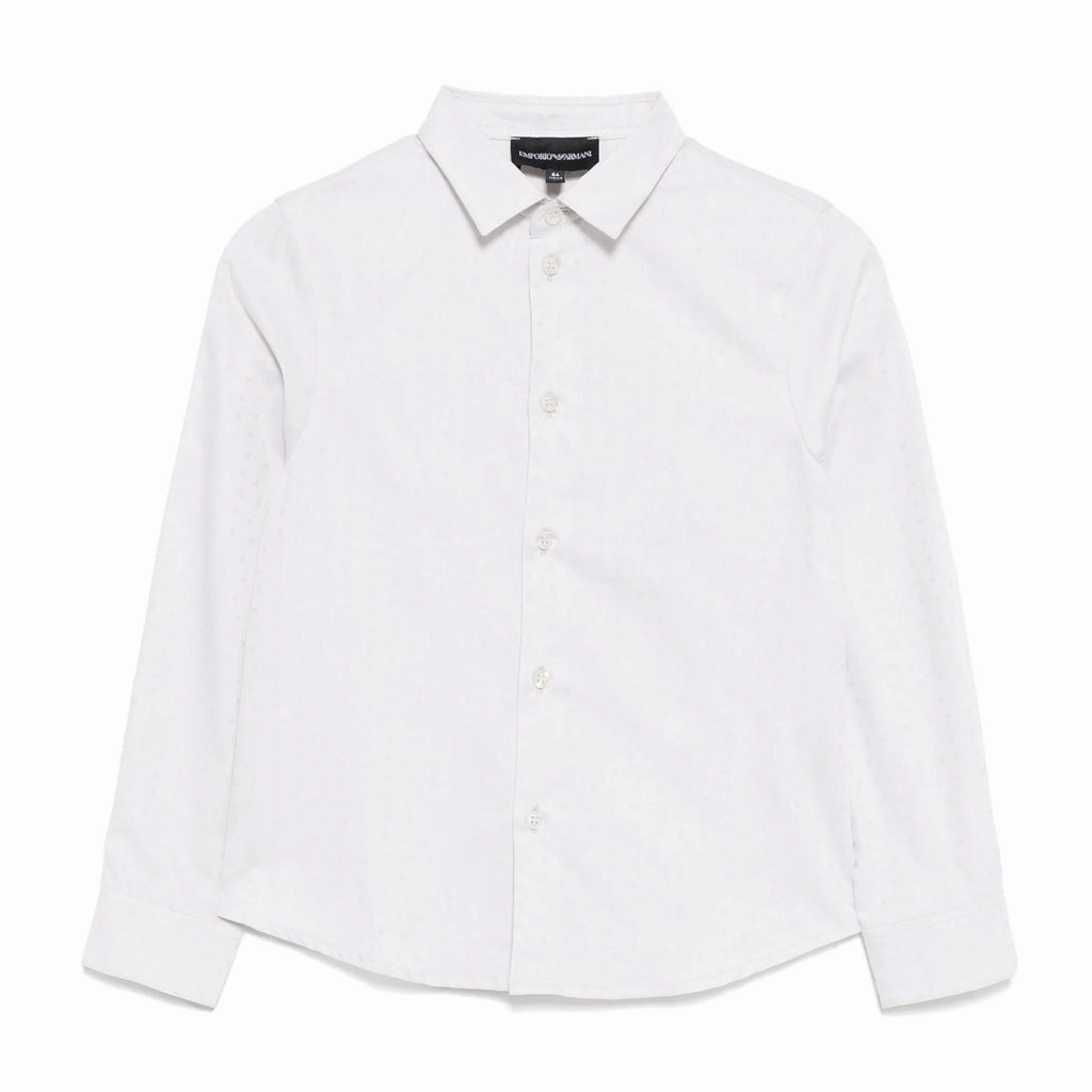 Emporio Armani Junior Eagle Pattern Shirt Non Chafing Side Seams Oversized Collar