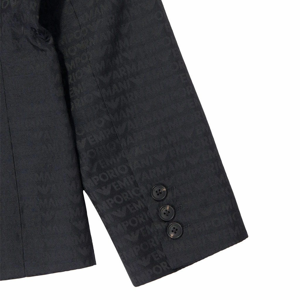 Emporio Armani Junior Embossed Logo Blazer Flexible Waistband Versatile Layering Options
