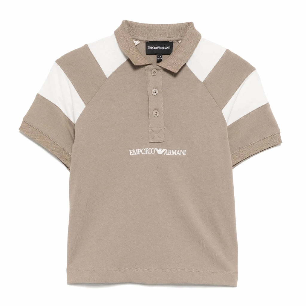 Self Cleaning Coating Brushed Microfiber Surface Emporio Armani Junior Logo Polo Shirt