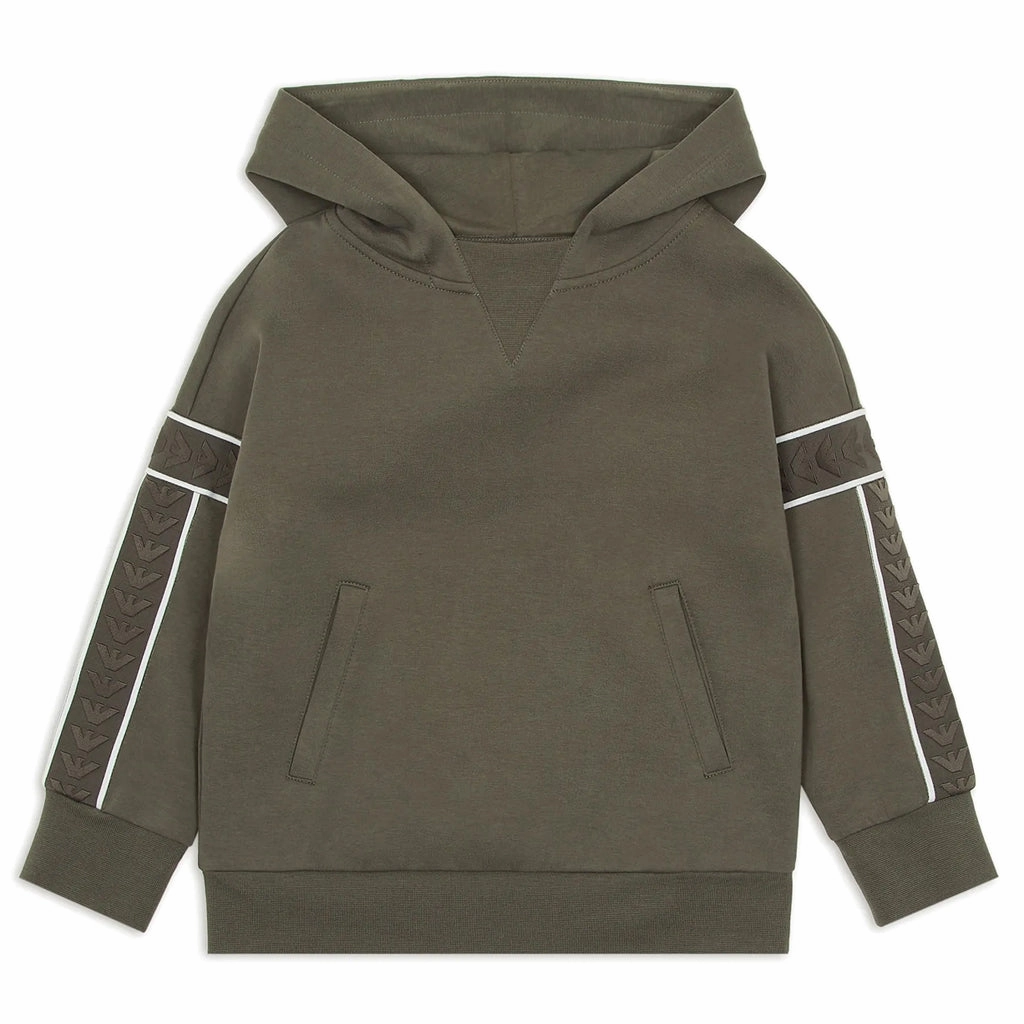 RecycledBlend Emporio Armani Junior Oversized-fit Hooded Sweatshirt In Double Jersey With Logo Tape