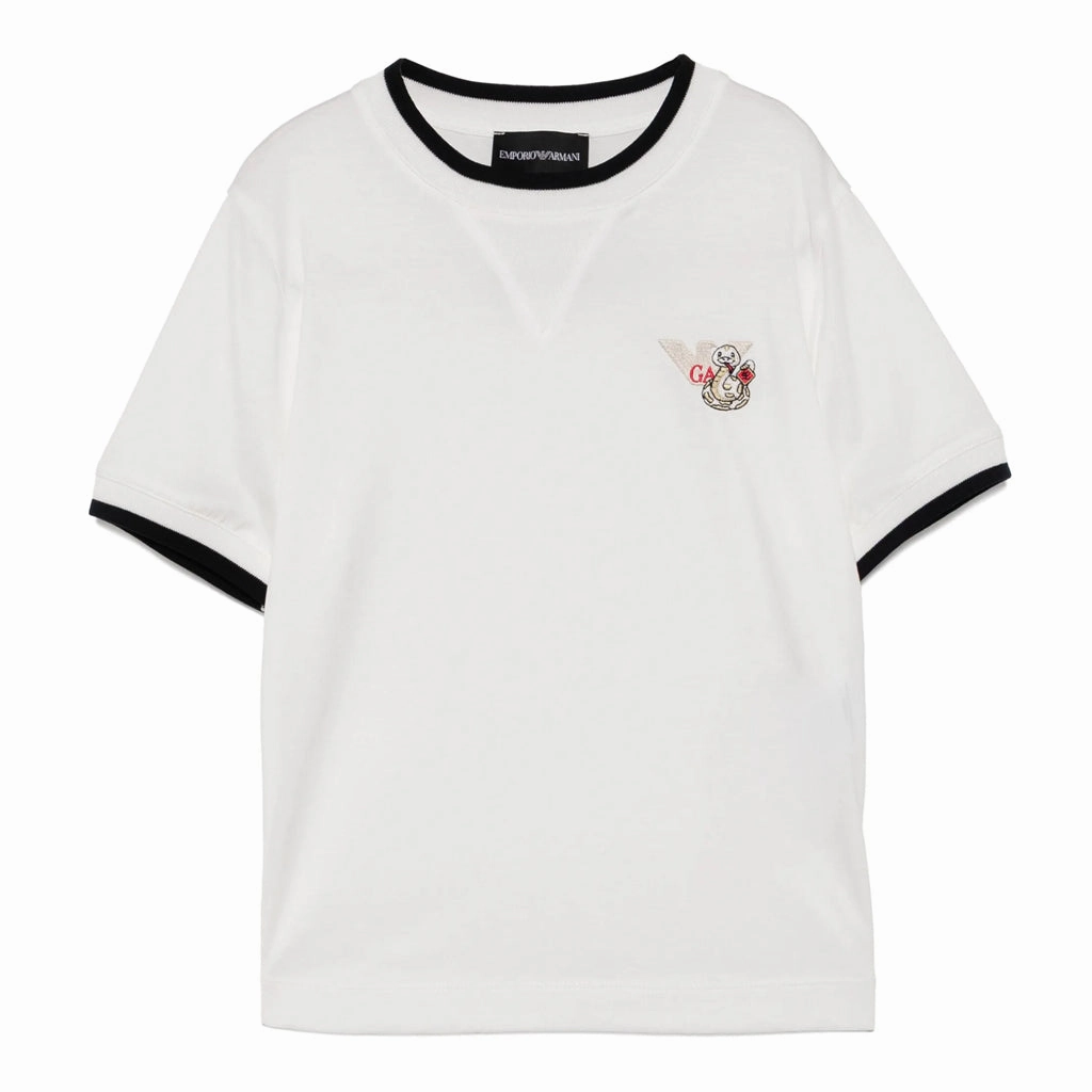 Light and Cozy Emporio Armani Junior Snake Logo Graphic T-shirt