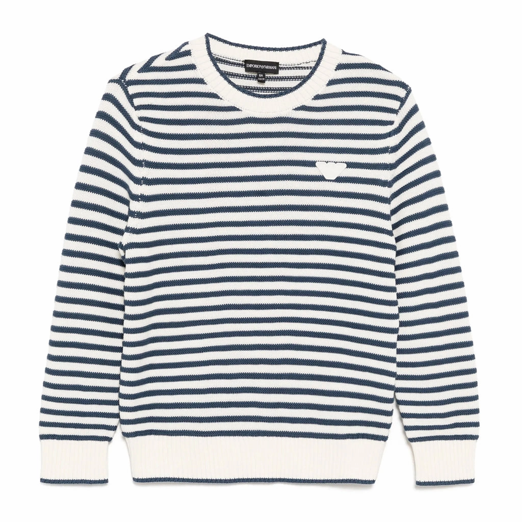 Emporio Armani Junior Striped Knit Sweater Flexible Cuffs