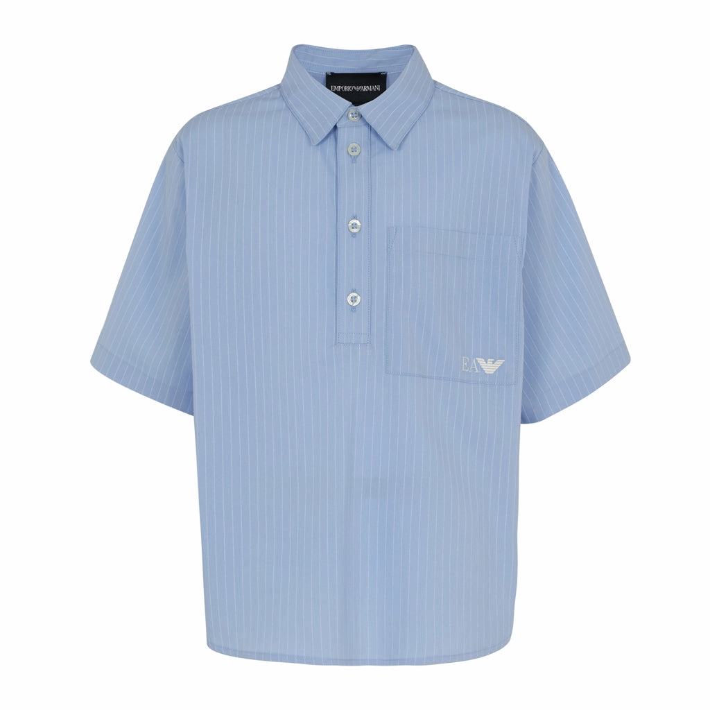 BreathableMeshPanel YarnDye Technique Emporio Armani Junior Striped Shirt