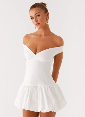 Endless Romance Off Shoulder Mini Dress - White monochrome Metallic-Shine