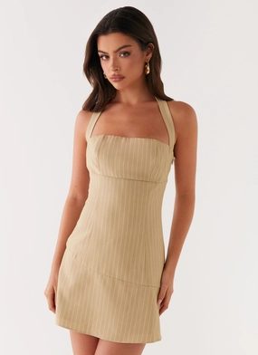 Erica Mini Dress - Beige Stripe Daily Go
