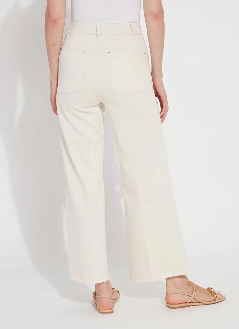 Erin High Waist Wide Leg Denim Pants - Oat Lightweight Fabric