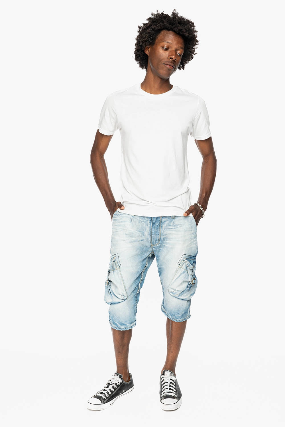 ROBINS LIMITED EDITION MILITARY STYLE CARGO SHORTS IN 5D LIGHT BLUE COLOR WASH All Season Fabric Weight Universal Favorite