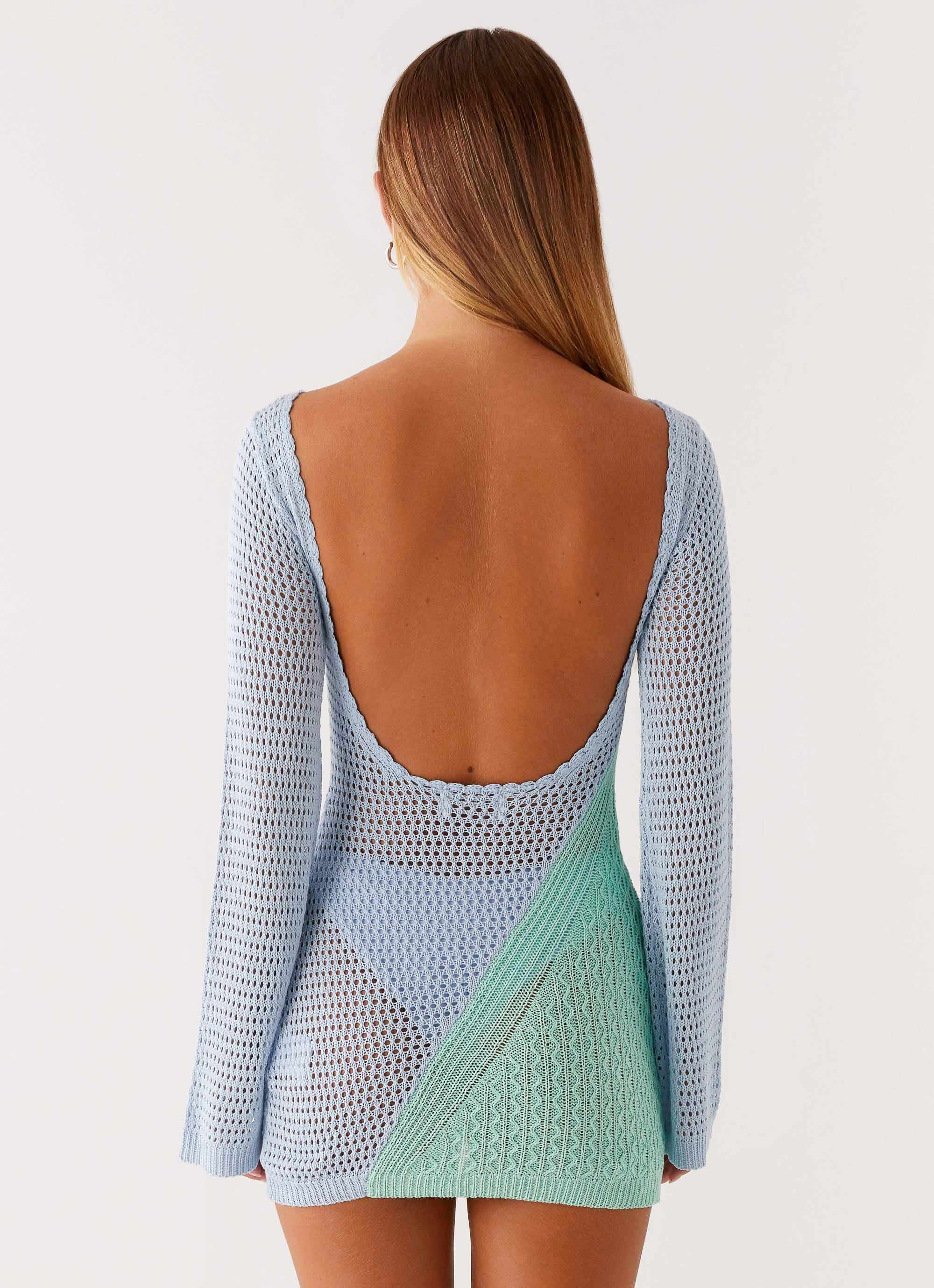 Estie Long Sleeve Crochet Mini Dress - Multi Polished Cut Flattering Shape Look