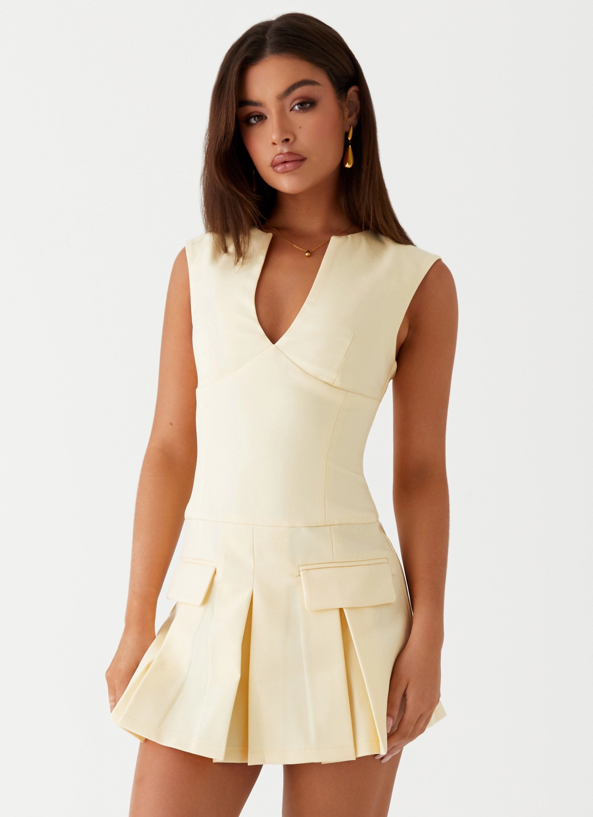 Cassia Mini Dress - Yellow Relaxed and Effortless Classic Grace