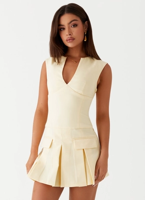 Cassia Mini Dress - Yellow Relaxed and Effortless Classic Grace