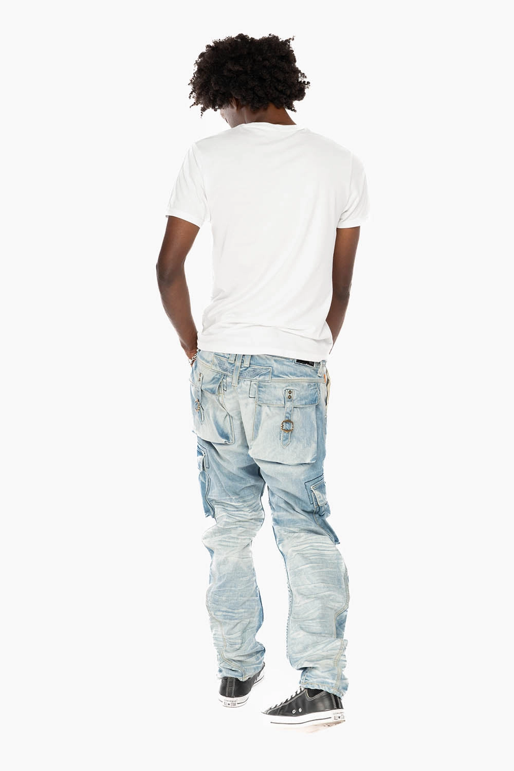 MENS PREDATOR CARGO PANTS LIMITED EDITION IN BLUE OMAHA LIGHT WASH Anti Static Material Blend