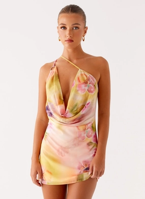 Bold Patterns Fit Focused Bohemian Bliss Mesh Mini Dress - Sunburst Floral