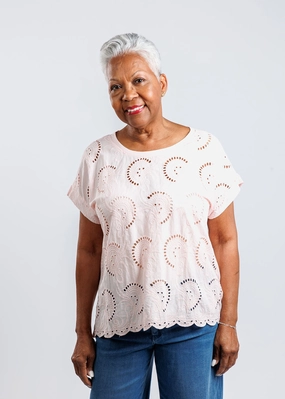 Sustainable Choice Eyelet Top - Blush