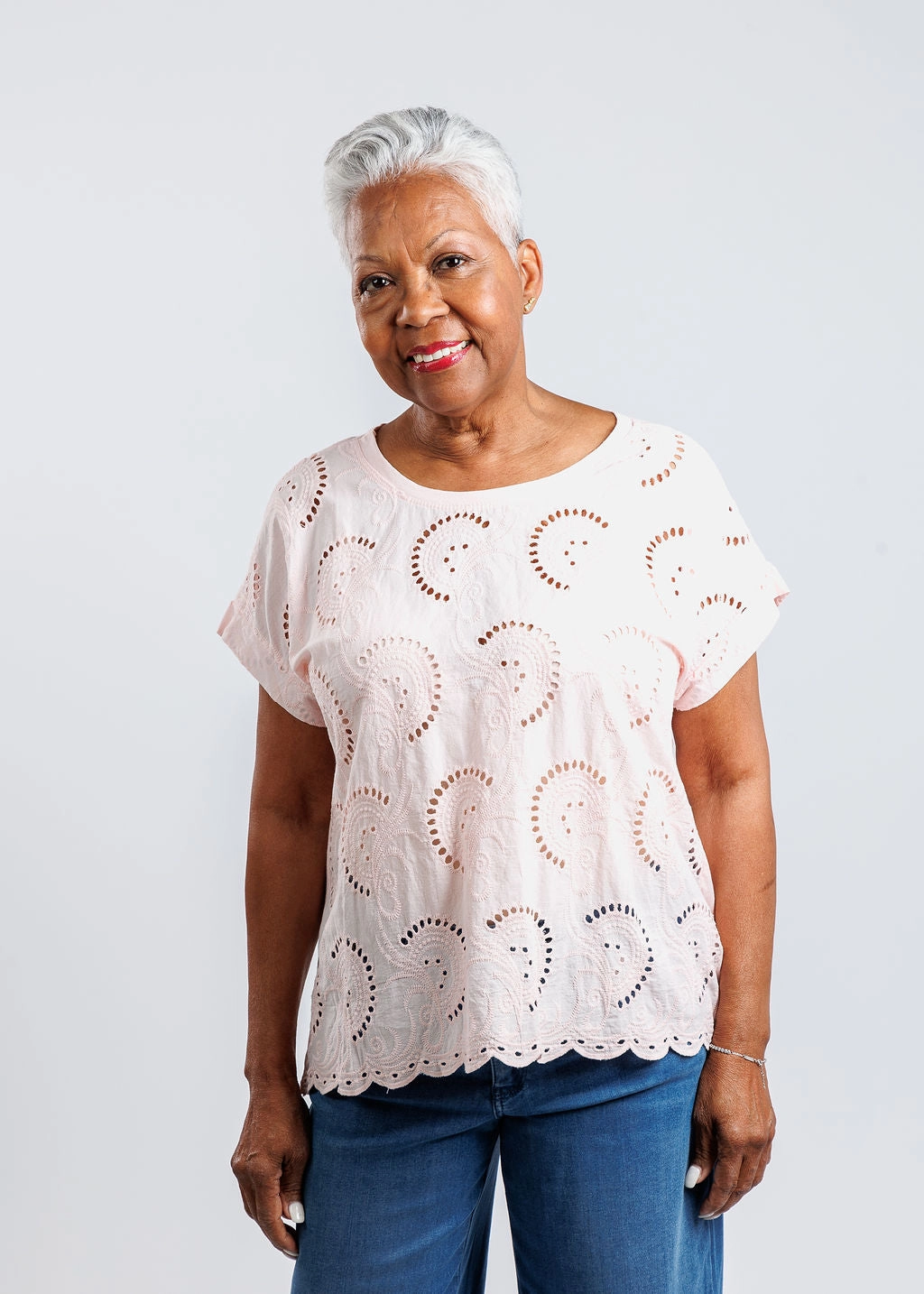 Sustainable Choice Eyelet Top - Blush