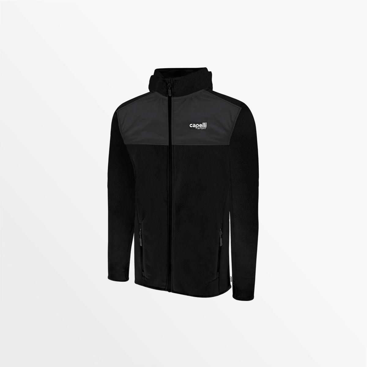 MEN'S BASICS MIXED MEDIA MICRO FLEECE HOODED JACKET Full Coverage Fit