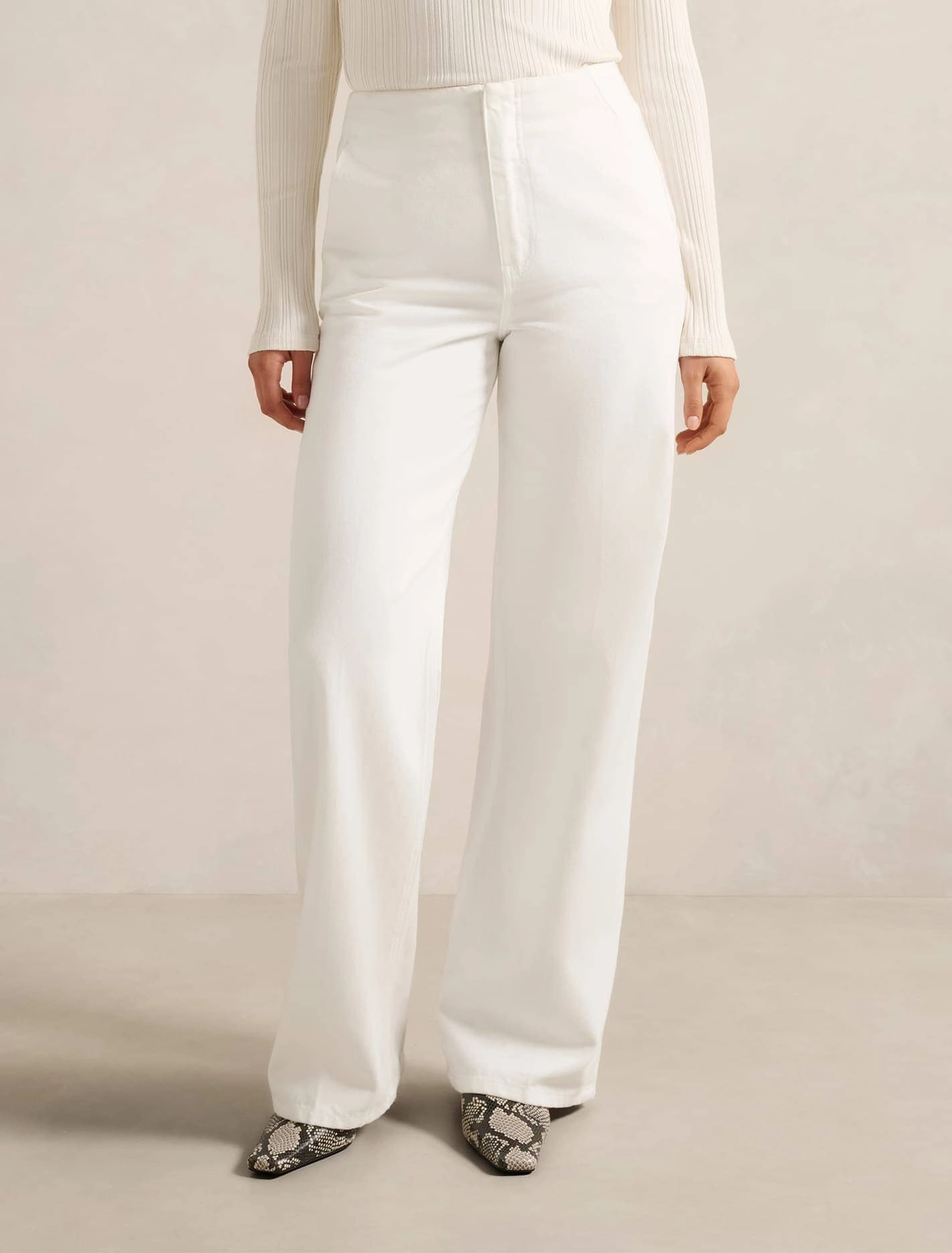 Twill Weave Texture Chic Design Wear Beth Wide Leg Jeans