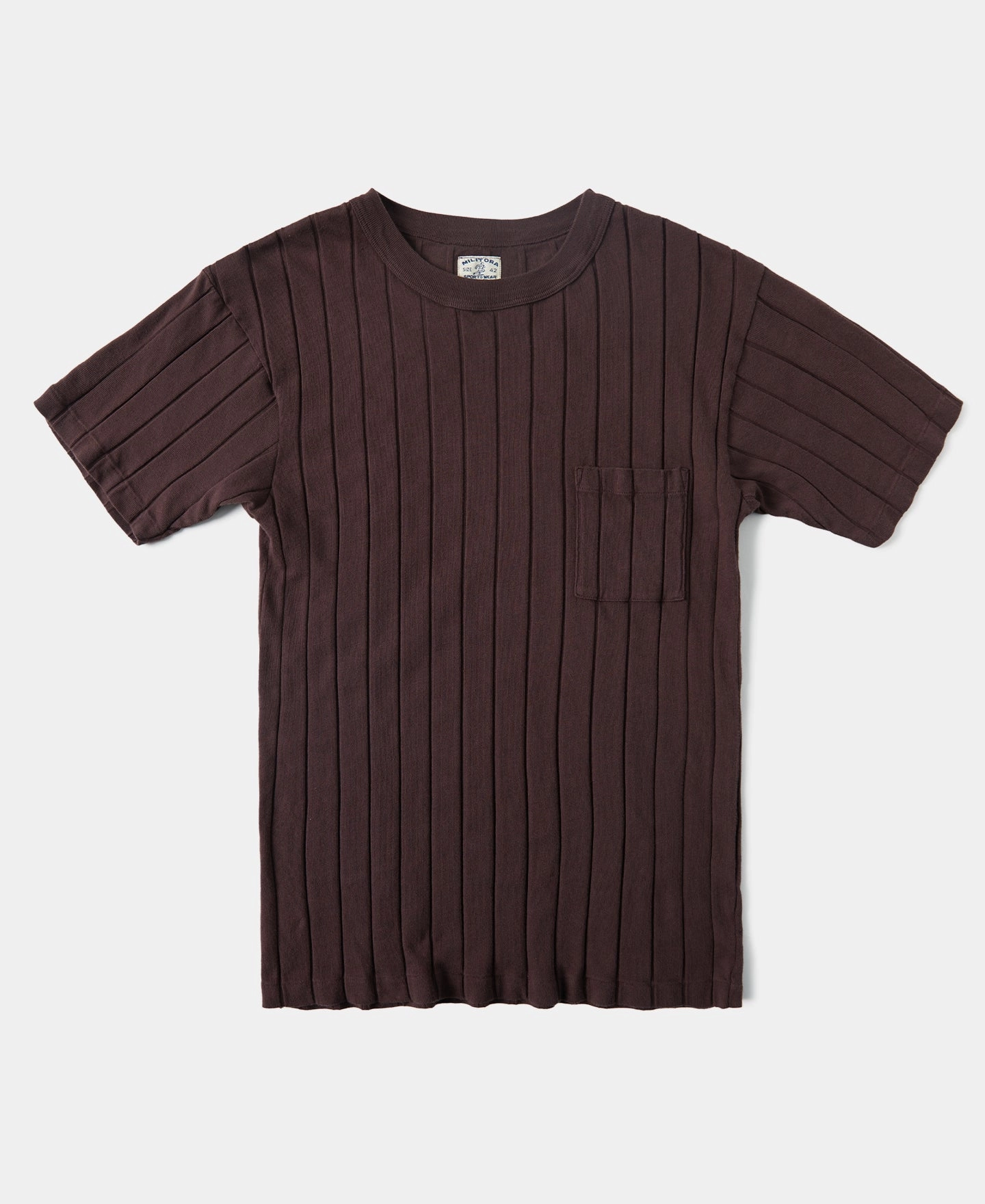 Lot 105 Drop Needle Ribbed Pocket T-Shirt - Chocolate Brown Everyday Comfort Style Versatile Comfort