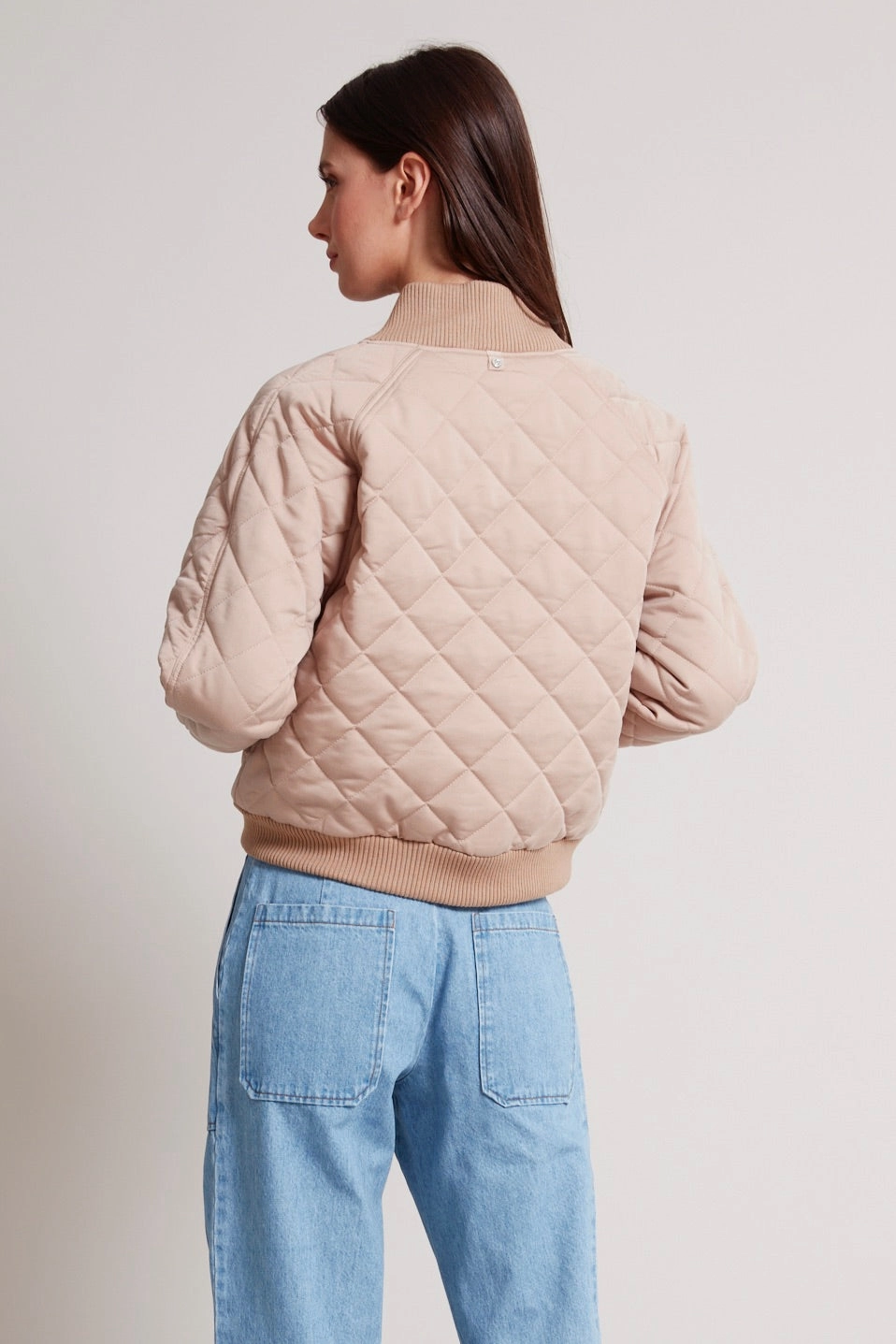 Tess Quilted Baseball Collar Bomber Jacket - Cafe Creme WaterproofDesign