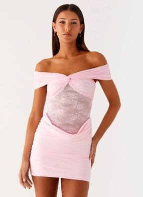 Versatile Layers Either Way Off Shoulder Mini Dress - Baby Pink