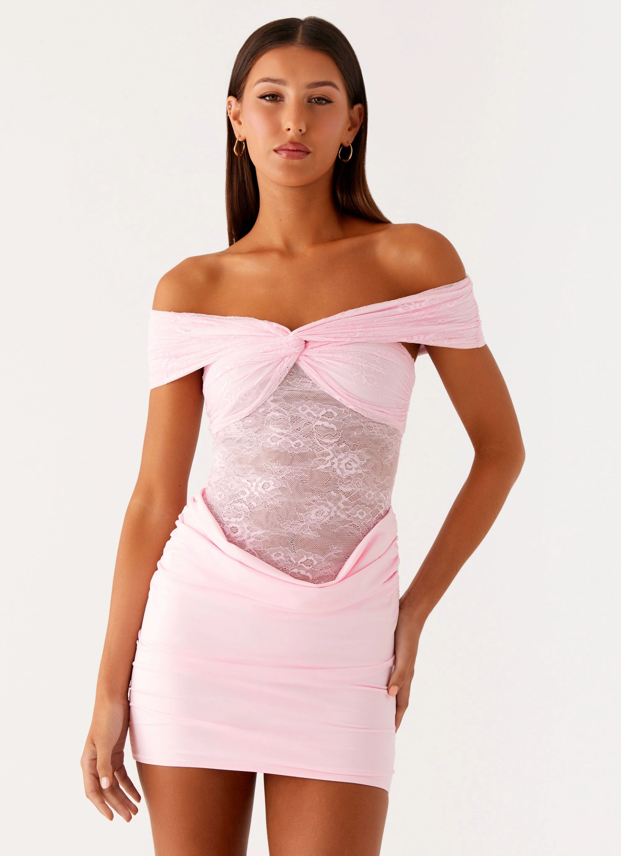 Versatile Layers Either Way Off Shoulder Mini Dress - Baby Pink