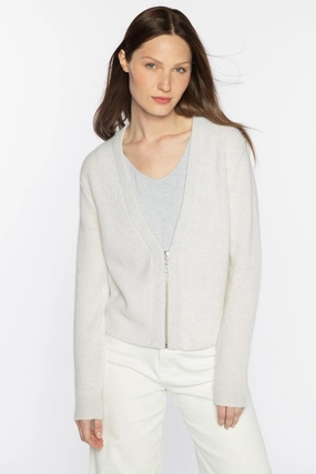 Fashionable Layering layering option Crop Lurex Trim Zip Cardigan