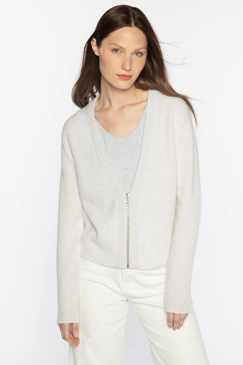 Fashionable Layering layering option Crop Lurex Trim Zip Cardigan