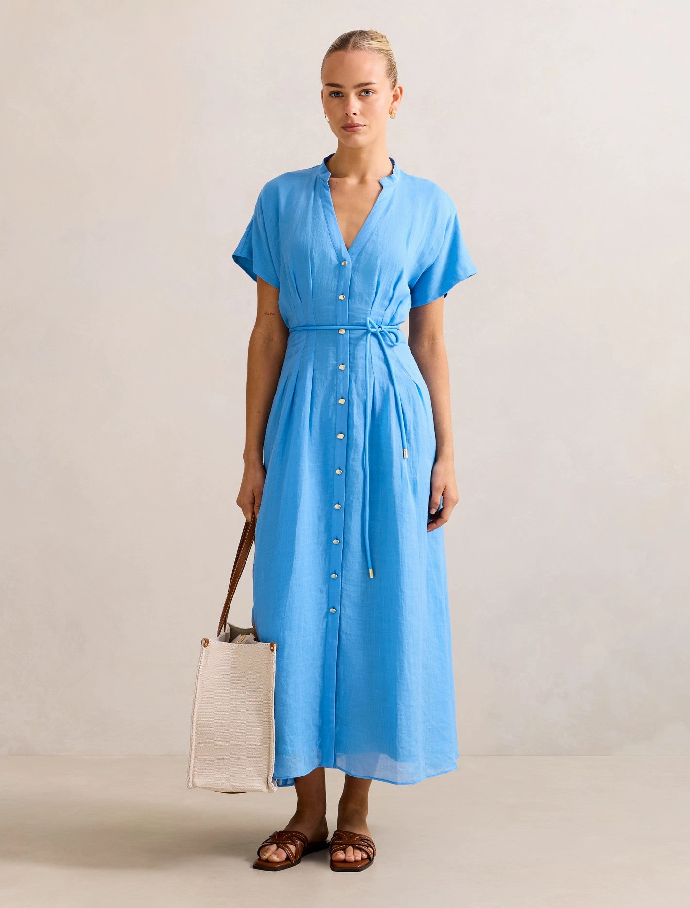 Jemma Shirt Midi Dress Smooth Layering Polished Appearance