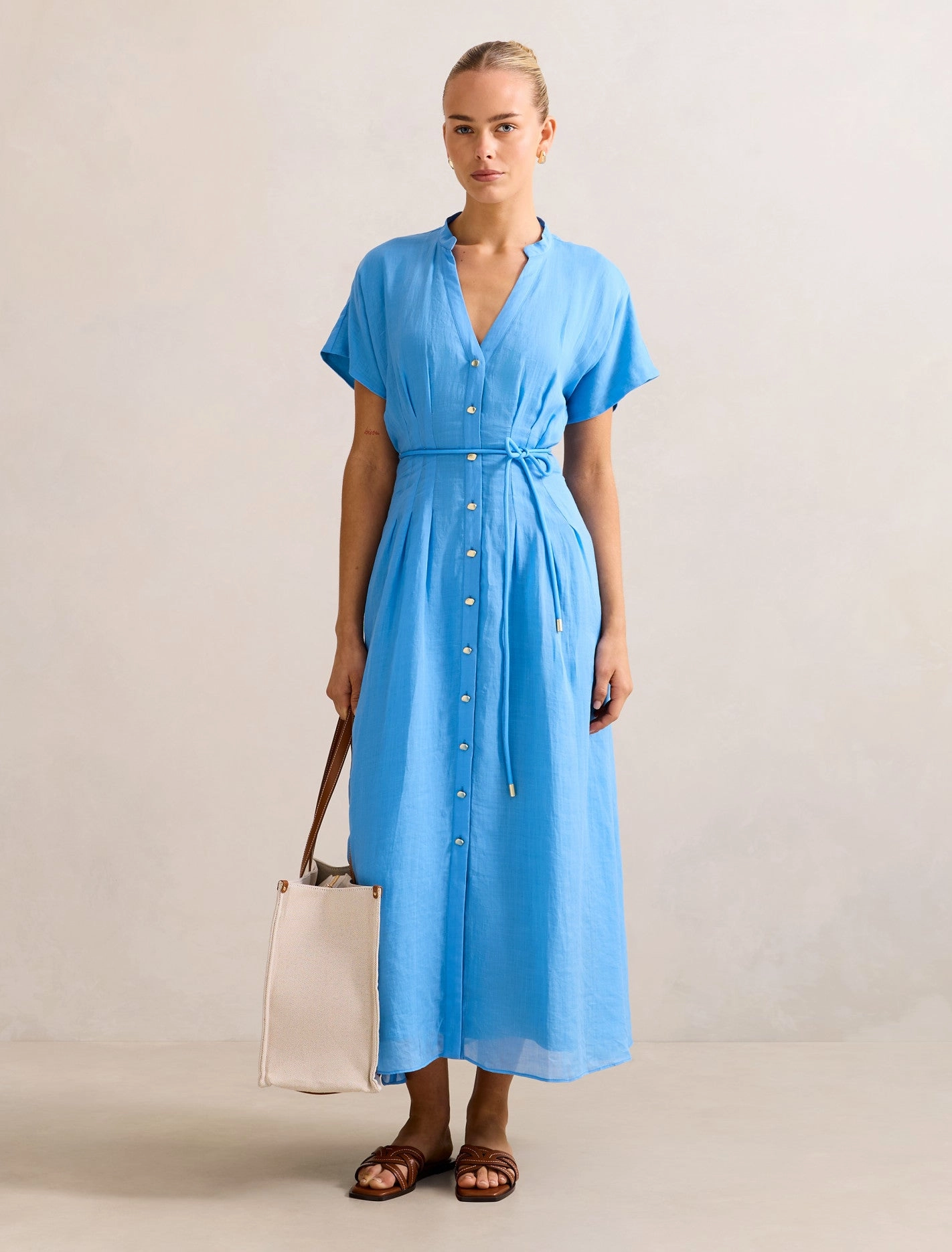 Jemma Shirt Midi Dress Linen Soft