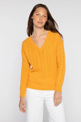 Casual Ease Everyday Cozy Fashioned Cable Vee Sweater