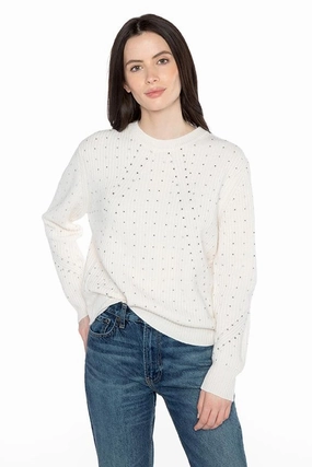 All-day Comfort Fashioned Rib Crystal Crew Sweater