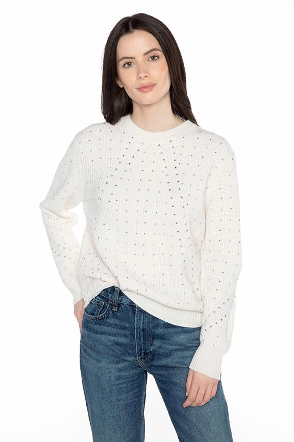 All-day Comfort Fashioned Rib Crystal Crew Sweater