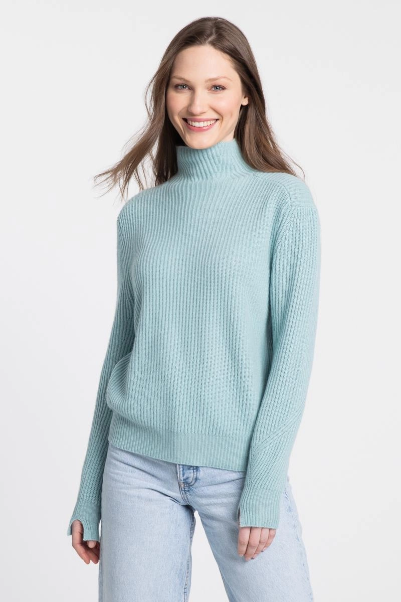 Soft and Cozy Fashioned Rib Funnel Sweater