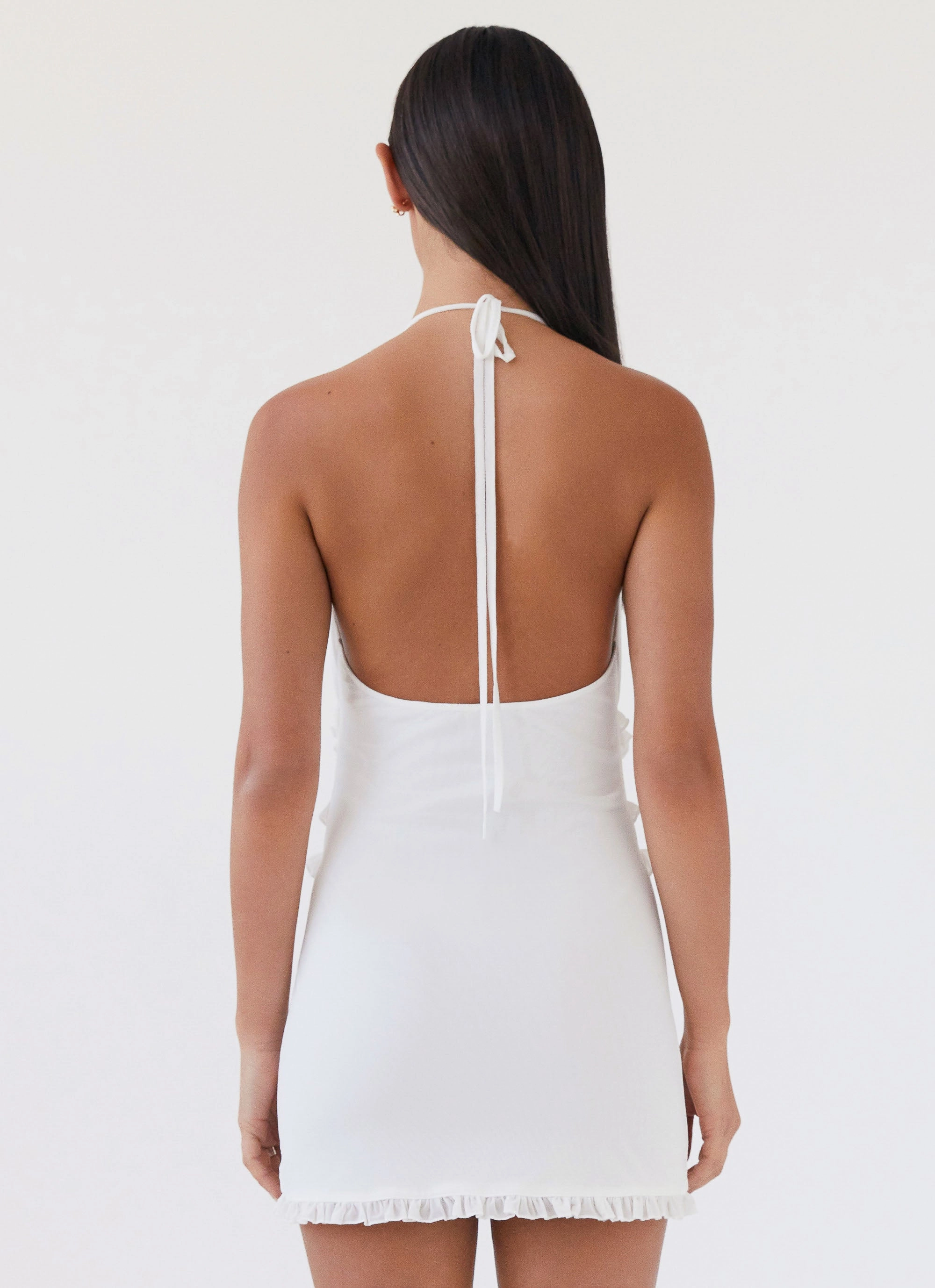 Comfortable Waist Love Exchange Ruffle Mini Dress - White