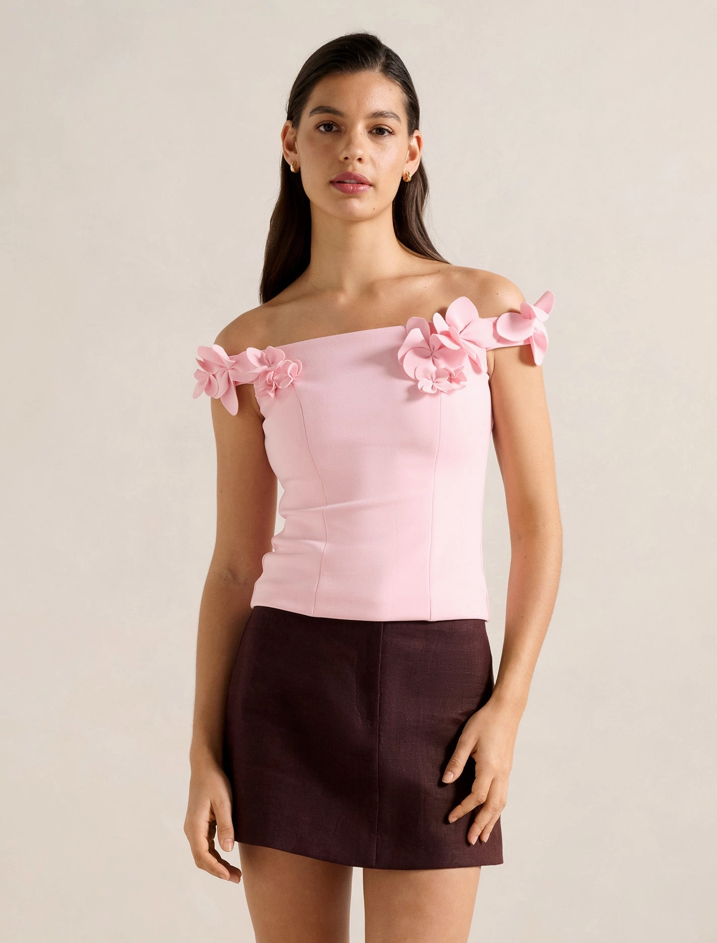 WaterRepellent Finish Faye Applique Bardot Top