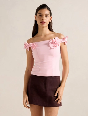 Faye Applique Bardot Top Gym Wear CompressionFit