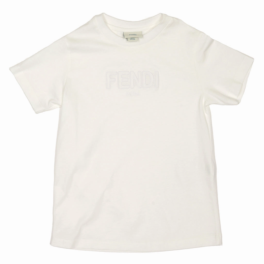 Sporty Style Taped Neckline Fendi Kids Logo Print T-shirt