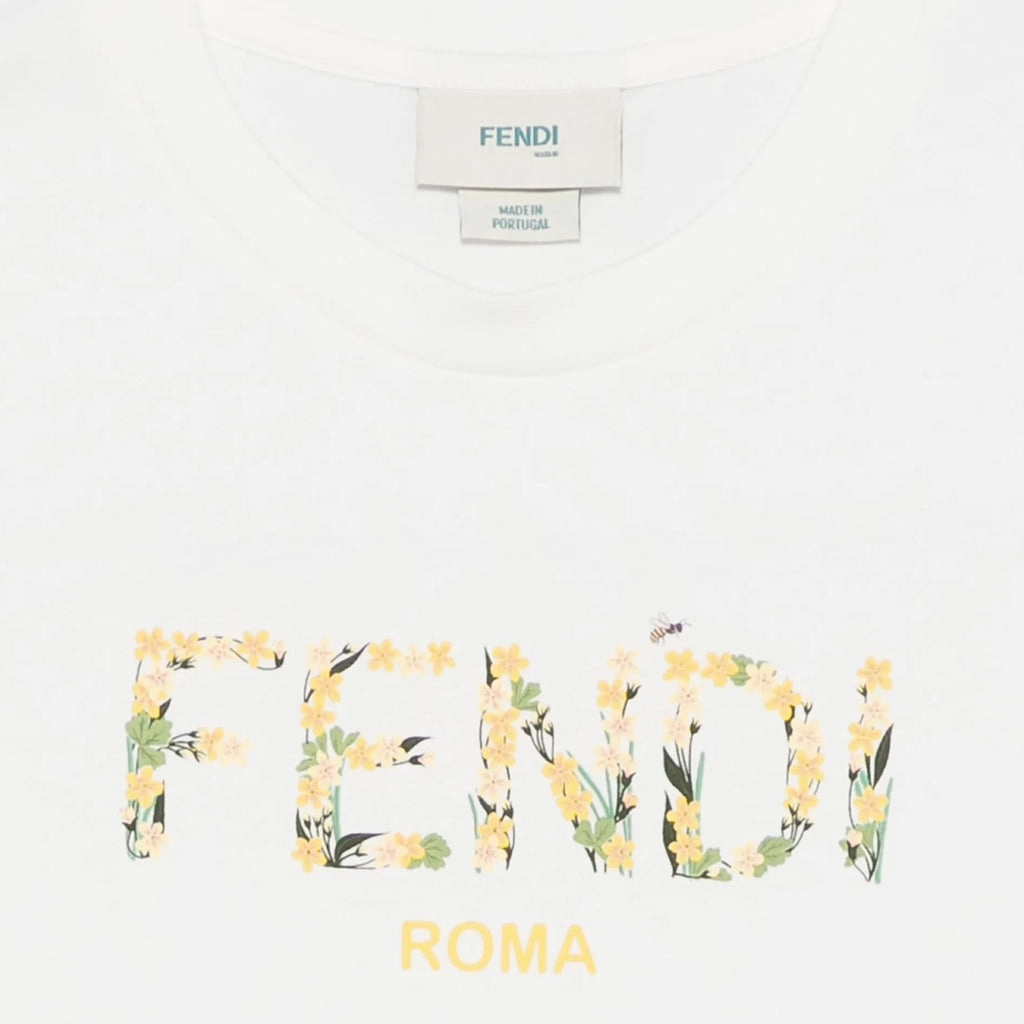 Fendi Kids Logo Print T-shirt Abstract print Boat neck style