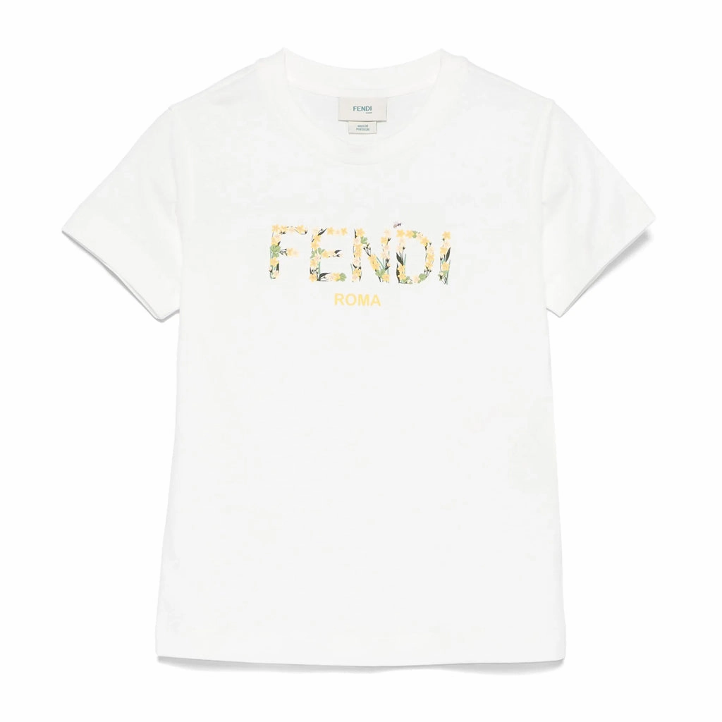 Tear Resistant Fendi Kids Logo Print T-shirt